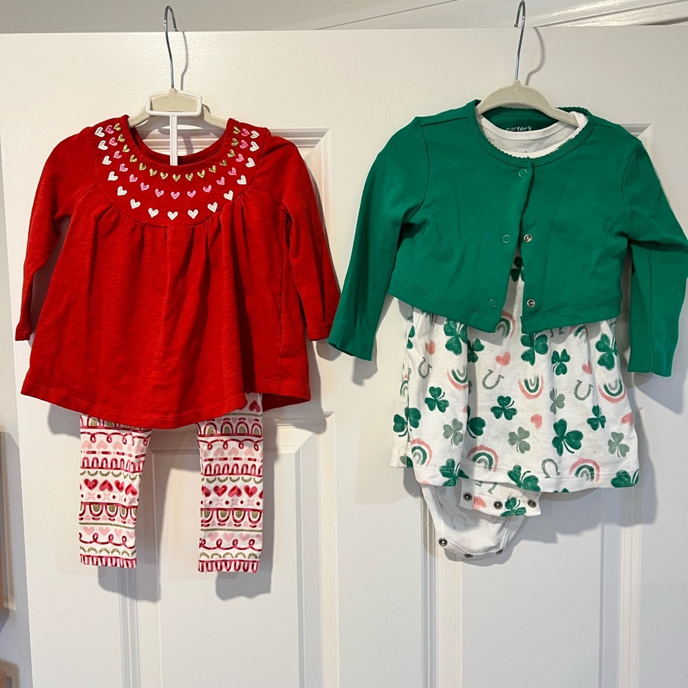 12m girls valentines and st. Patrick’s day outfits